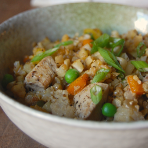 Cauliflower Fried “Rice” with Soy Sunflower Sauce